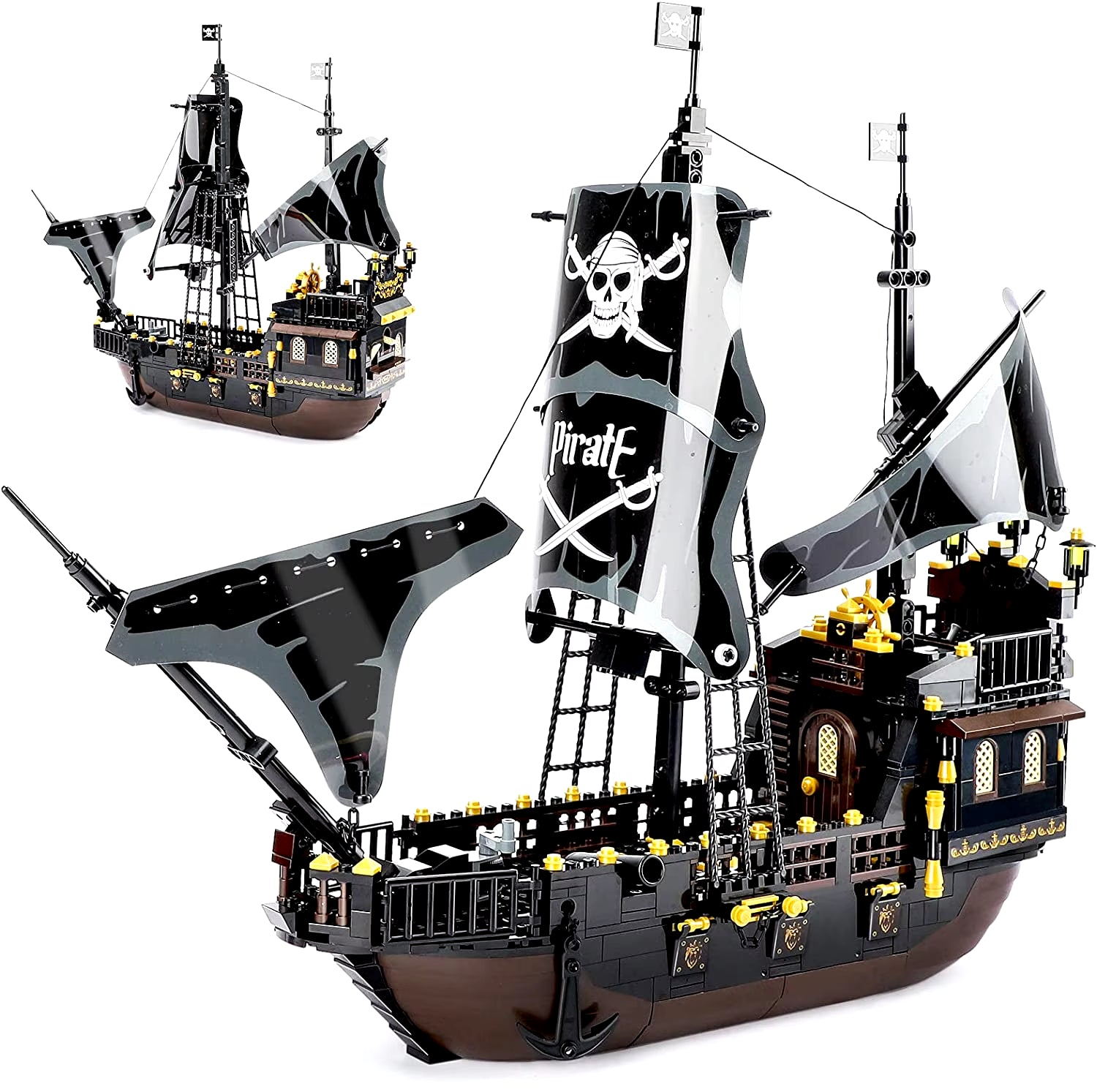 MOC Creative Pirate Ship Adventure Ship Set Building Blocks DIY Luminous Building Blocks Decorative Bricks Boy Toy Gift