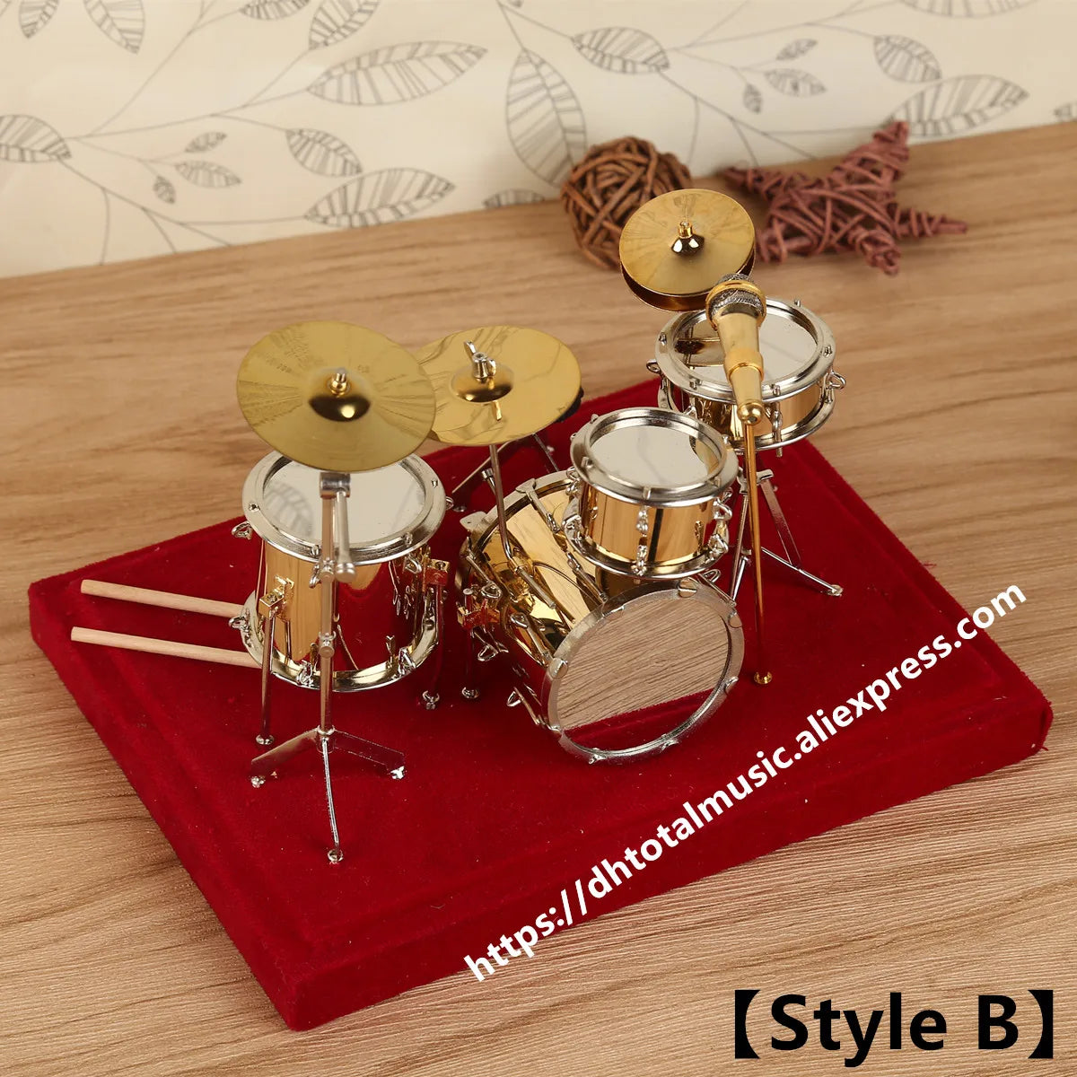 Mini Drum Set Miniature Model Drum Set Model Miniature Copper Mini Musical Instrument Model Collection