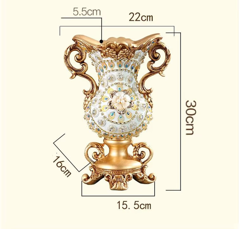 Luxury European Resin Vase Stereoscopic Dried Fowers Arrangement Wobble Plate Living Room Entrance Ornaments Home Decorations