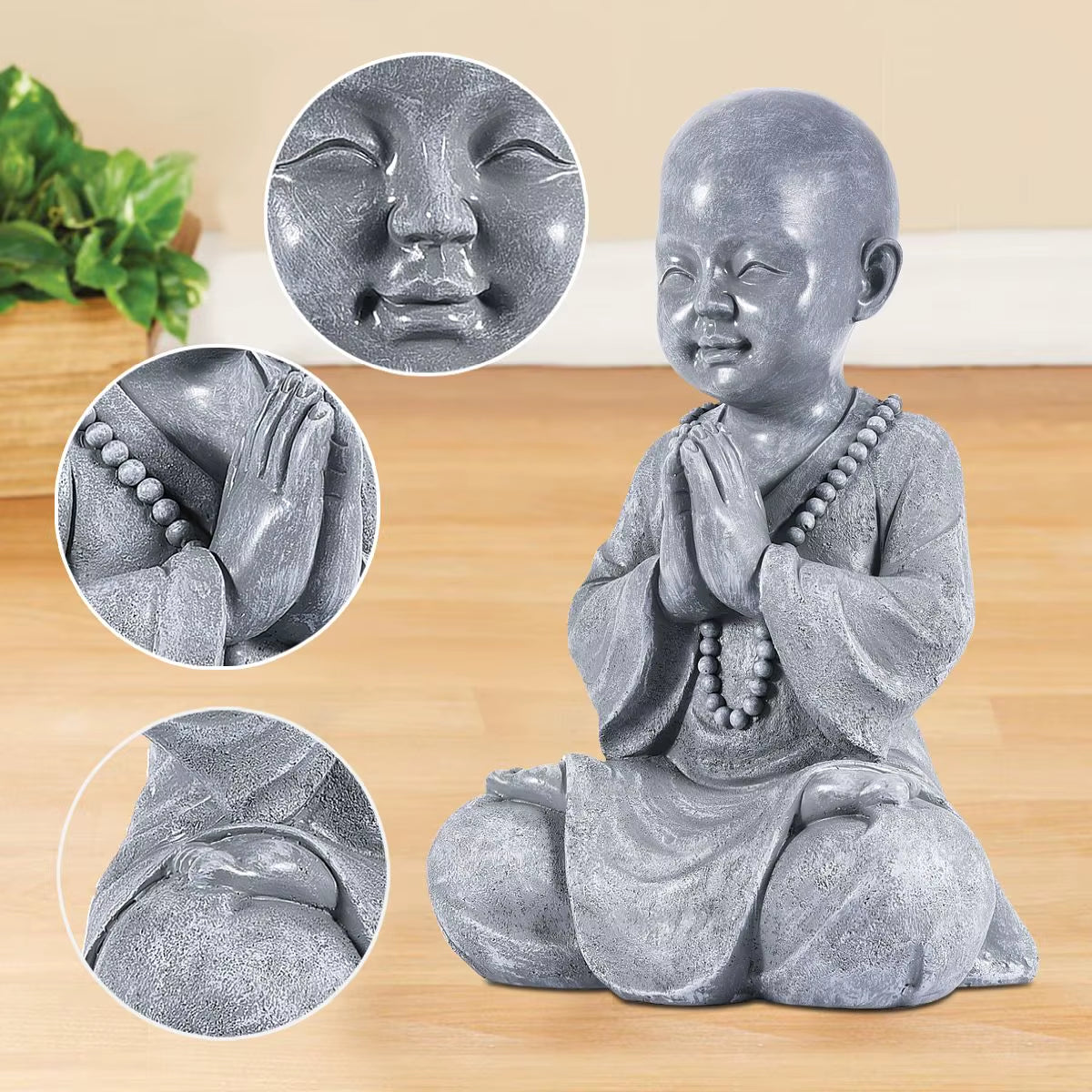 Meditating Baby Buddha Statue Garden Outdoor Buda Figurine Decor Zen Monk Sculpture Jardin Lawn Sitting Buddha Ornament