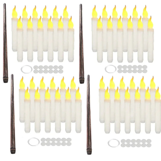 24/48Pc Pack Floating Candles with Wand Magic Flickering Flameless LED Candle for Indoor Bedroom Party Christmas Decorations