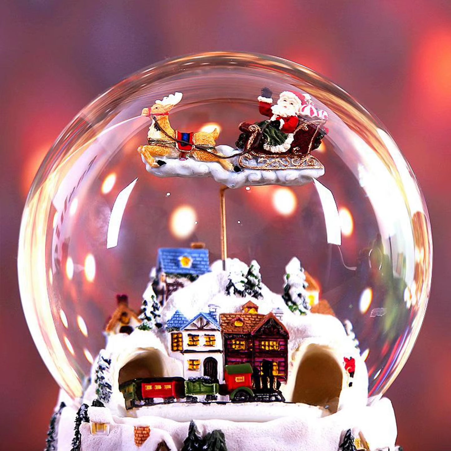 Christmas Glass Ball Crystal Ball Music Box Christmas Snow House Flying Deer Rotatable Luminous Snow Ball Music Box Creative Gif