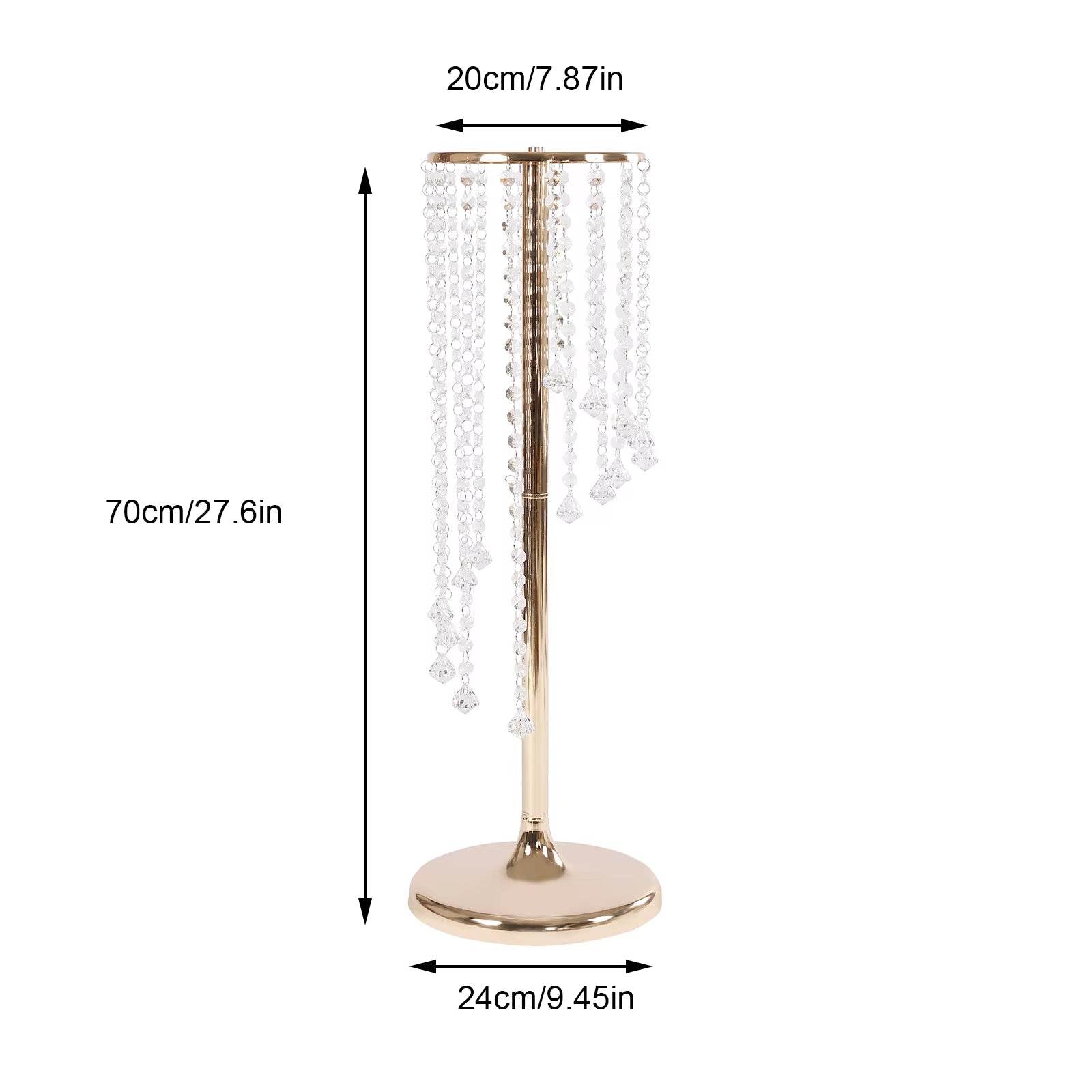 2 Pcs 27.6Inch Tall Wedding Centerpieces Gold Vases Crystal Flower Vase Metal Flowers Stand for Party Tables Decorations