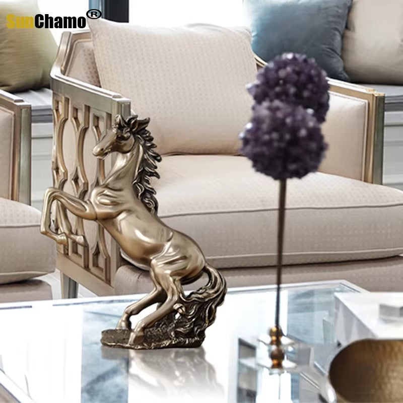 Bronze Cold Cast Horse Statue Art Sculpture Decoration Abstract Animal Resin Crafts Home Decorations Accessories for Living Room