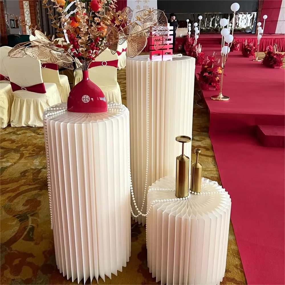 Folding Cylindrical Birthday Decoration Ornaments Background Party Decoration Wedding Home Decoration Dessert Table Cake Stand