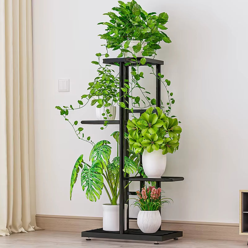 4 Tier 5 Potted Plant Stand Metal Flower Pot Holder Storage Rack Flower Display Stand for Indoor Garden Decor Flowerpot Shelf