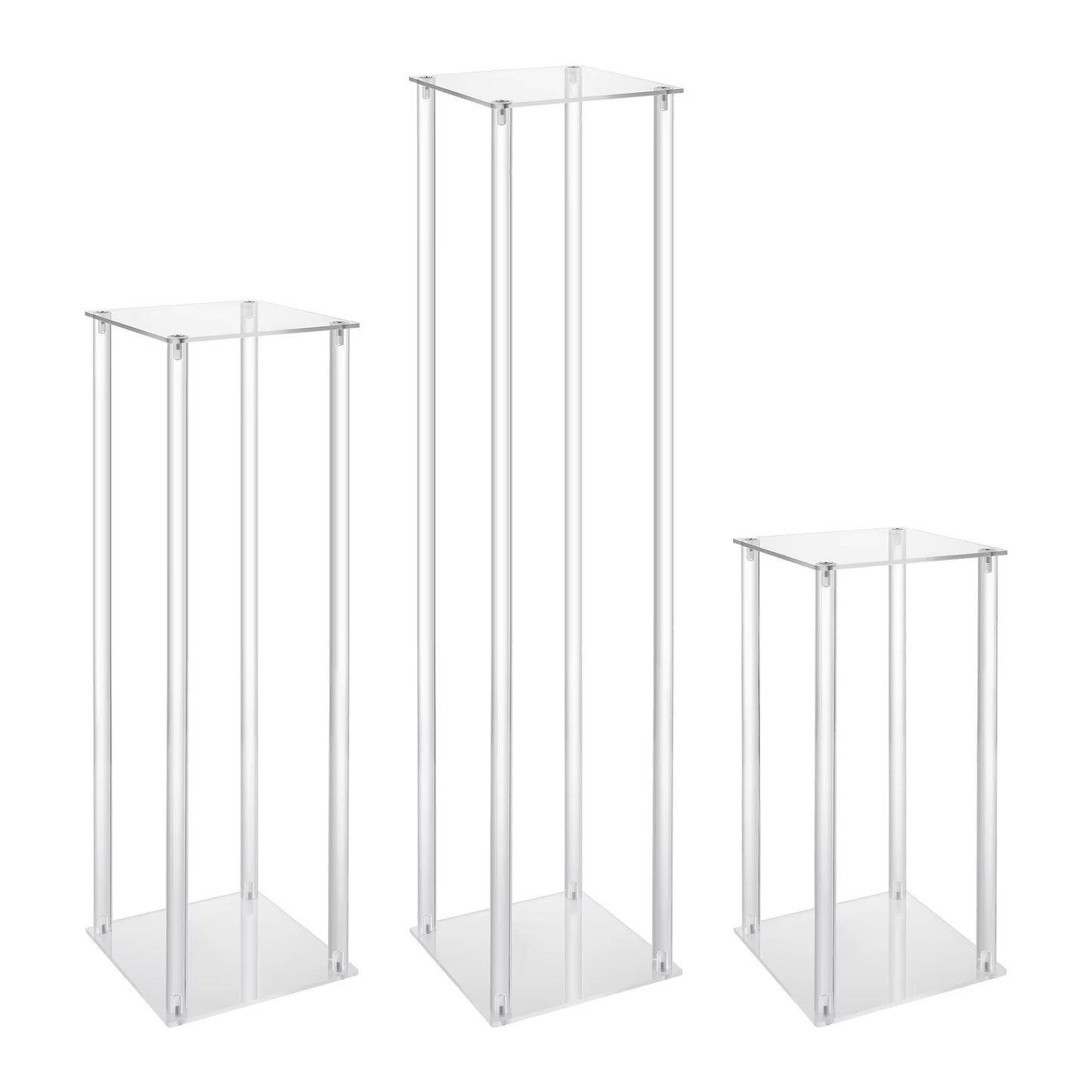 Acrylic Vase Wedding Centrepieces, 3 Pcs Clear Column Flower Display Stand, Geometric Display Stand for Home Decor