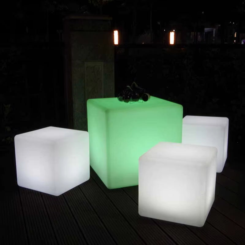 Outdoor Light Cube Led Furniture Garden Chairs outside Waterproof Plastic Garden Armchair Recharge Glow Furniture Led Cube Chair