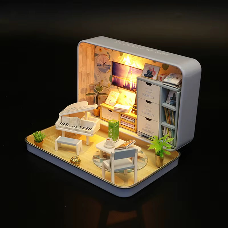 DIY 3D Wooden Dollhouse Mini House Furniture Apartment Doll Penthouse Furniture Swimming Pool Girl Kids Gift Educational Toys