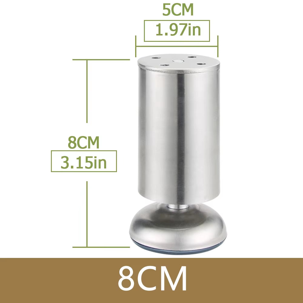 [] 4PCS Thickened Adjustable Stainless Steel Cylindrical Furniture Leg Sofa Leg Cabinet Leg High-Strength Furniture Feet