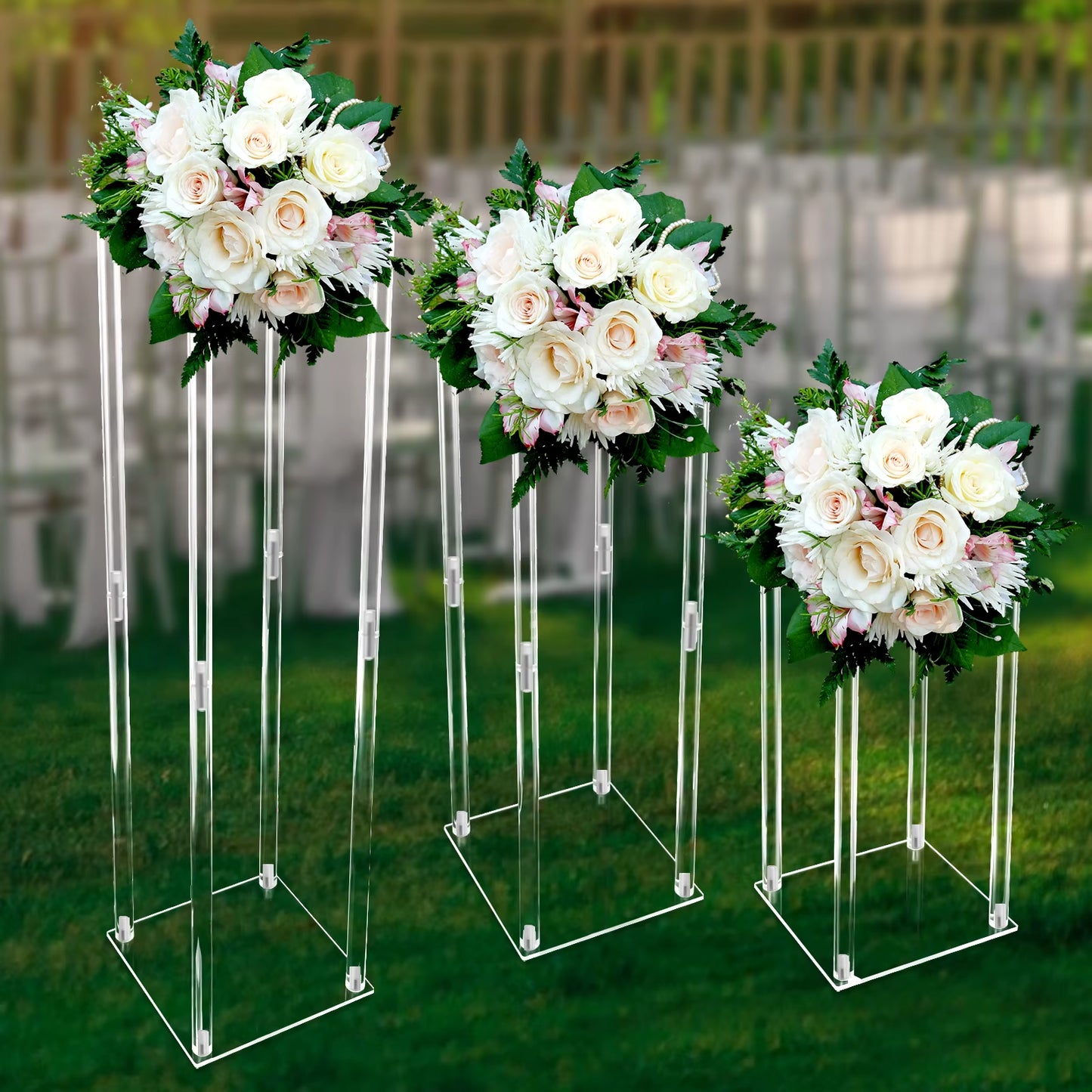 Acrylic Vase Wedding Centrepieces, 3 Pcs Clear Column Flower Display Stand, Geometric Display Stand for Home Decor