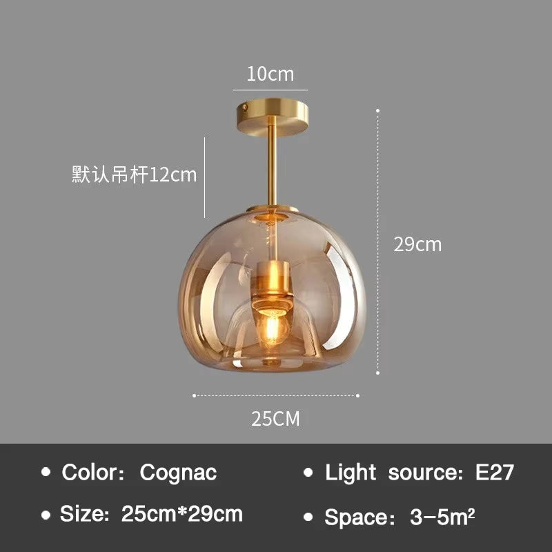 Modern Minimalist Glass Ceiling Light Nordic Corridor Aisle LED Dinning Room Lamp Creative Living Room Lighting Home Decorations