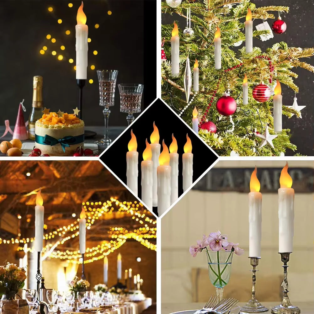 6/24Pcs Electric Flameless Long LED Candle Lights for Wedding Party Church Decoration Height Candlestick Taper Candles Lamp