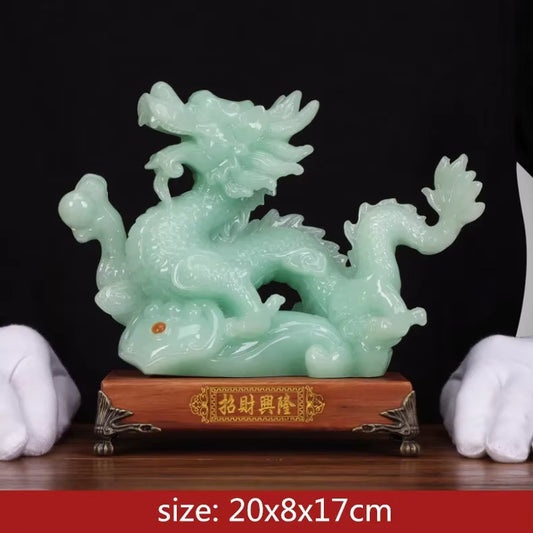 Chinese Lucky Money Dragon Jade Ornaments Crafts Home Living Room TV Cabinet Decorations Opening Gifts Office Desktop Decor