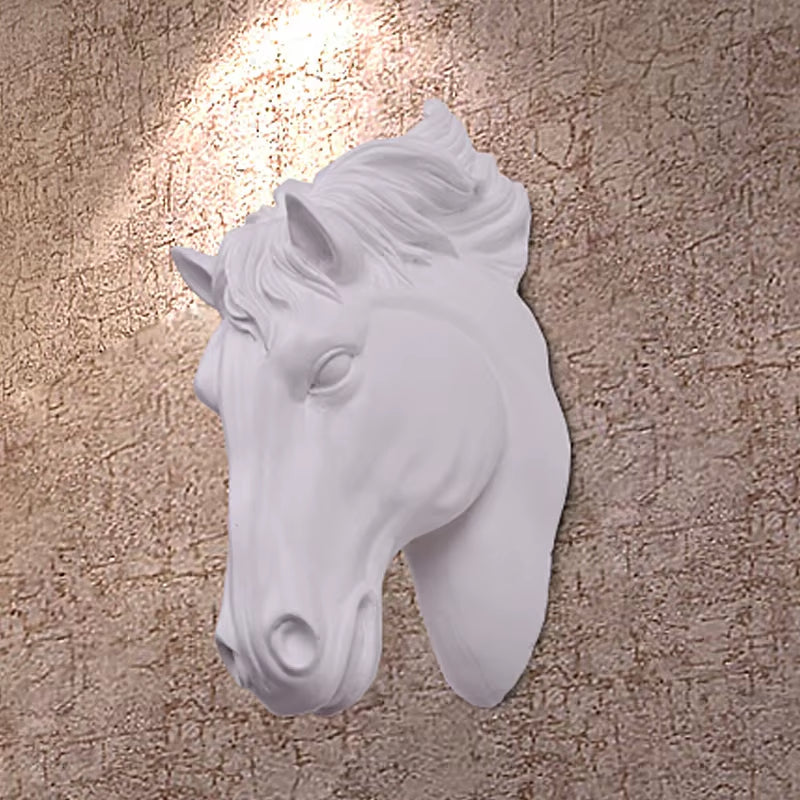 Horses Head Wall Hangin 3D Animal Decorations Art Sculpture Figurines Resin Craft Home Living Room Wall Decorations