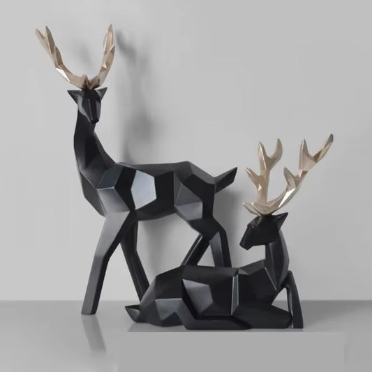 3D Solid Animal Sculpture Geometry Deer Statue Art Articles Living Room Table Decorations for Christmas Gift