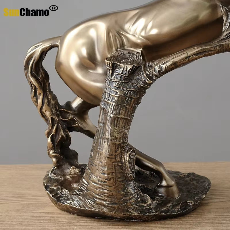 Bronze Cold Cast Horse Statue Art Sculpture Decoration Abstract Animal Resin Crafts Home Decorations Accessories for Living Room