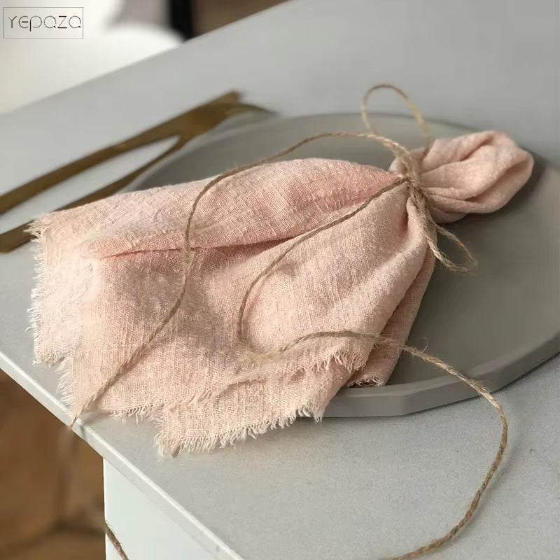 Wedding Table Decoration Rust Table Runner Terracotta Cotton Gauze Napkins Natural Christmas Decorations for Home Table