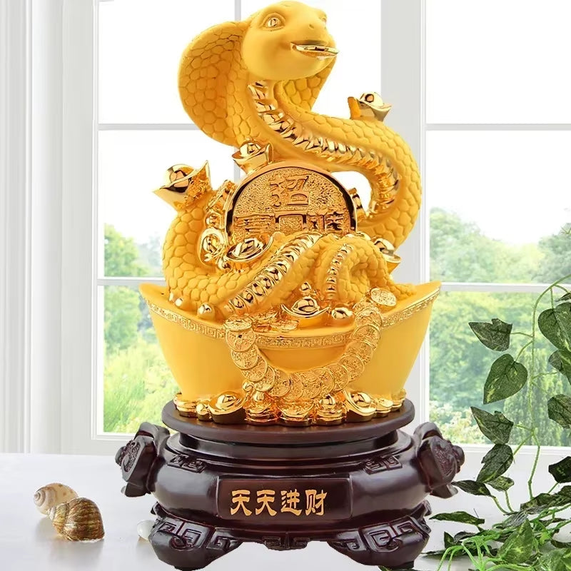 Chinese Fengshui Lucky Zodiac Snake Resin Statue Home Decor Living Room Decorations Birthday Present Housewarming Gifts Crafts