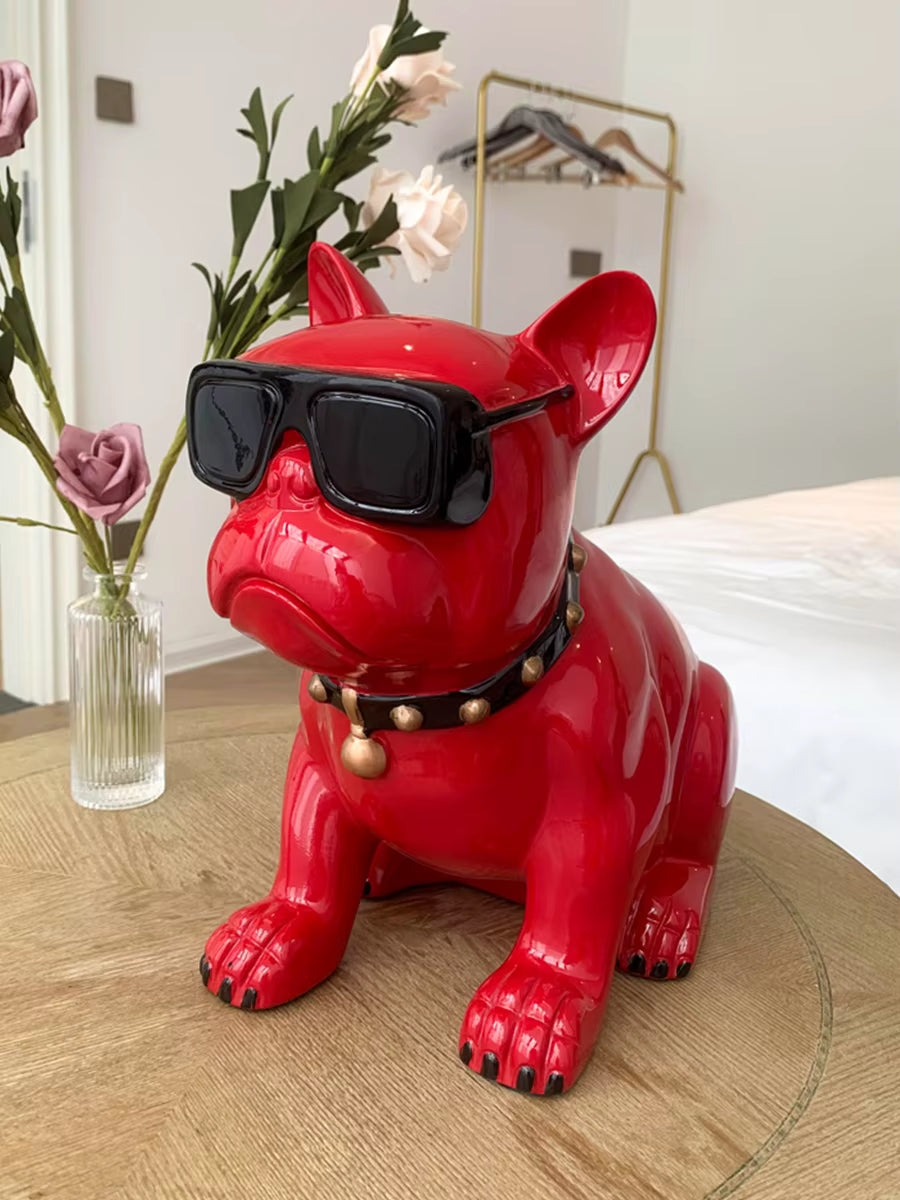 French Bulldog Figurine Coin Piggy Bank Large Animal Resin Statue Child Piggy Bank Ornaments Home Living Room Decoration Gifts