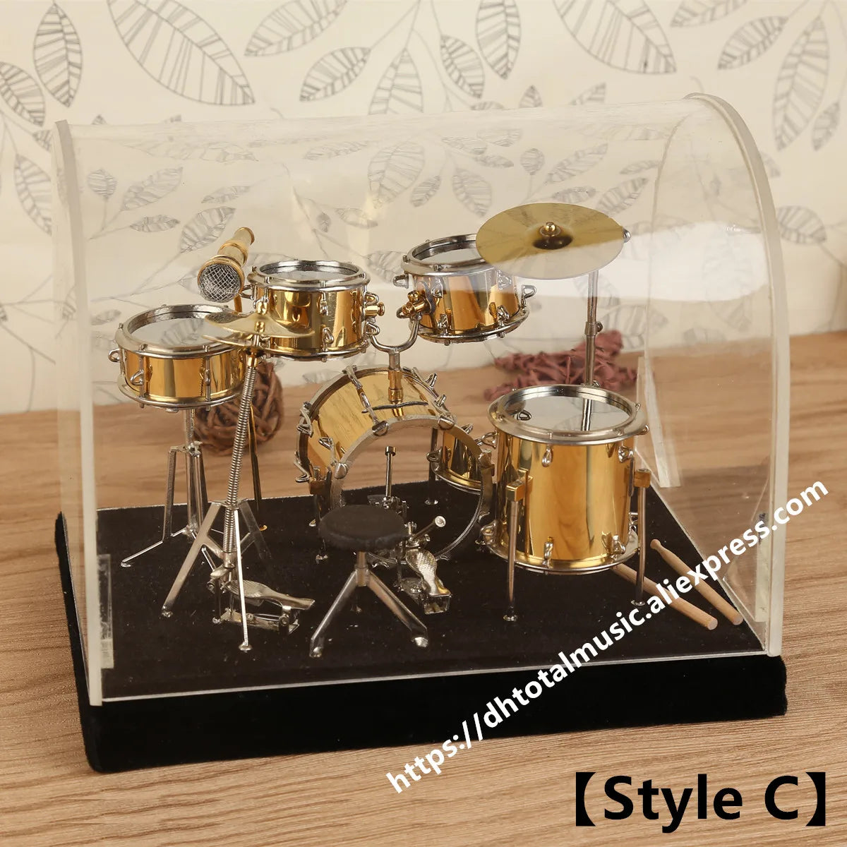 Mini Drum Set Miniature Model Drum Set Model Miniature Copper Mini Musical Instrument Model Collection