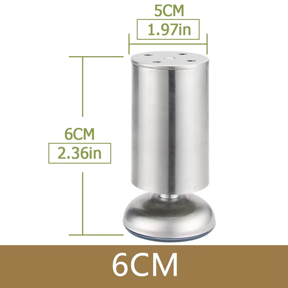 [] 4PCS Thickened Adjustable Stainless Steel Cylindrical Furniture Leg Sofa Leg Cabinet Leg High-Strength Furniture Feet