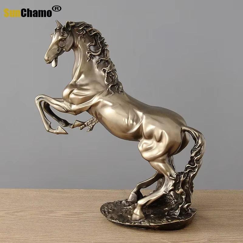 Bronze Cold Cast Horse Statue Art Sculpture Decoration Abstract Animal Resin Crafts Home Decorations Accessories for Living Room