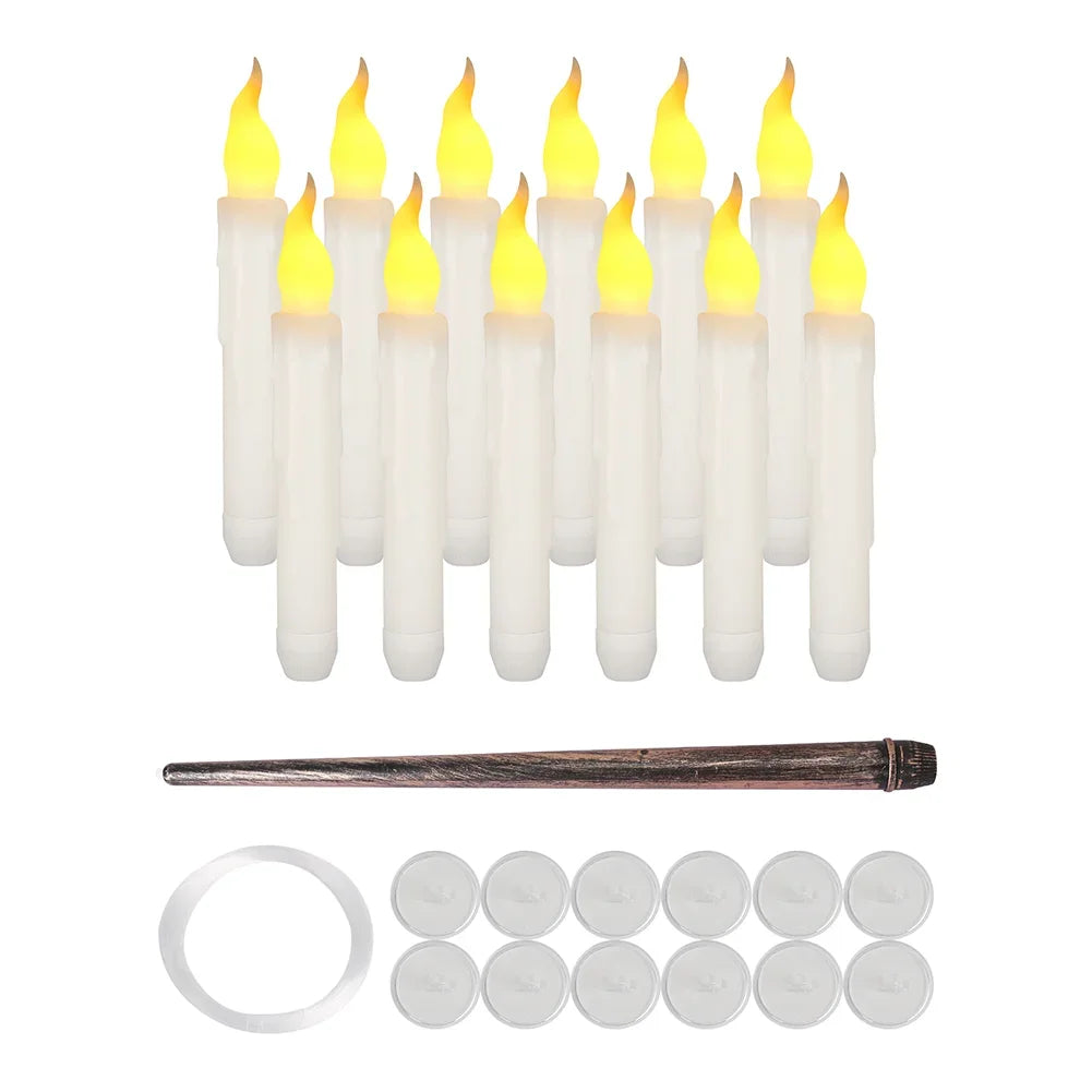 24/48Pc Pack Floating Candles with Wand Magic Flickering Flameless LED Candle for Indoor Bedroom Party Christmas Decorations