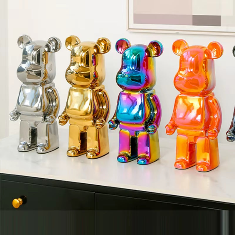 400% Bears Figurines Ceramics Violent Bear Piggy Bank Statue Kawaii Cartoon Figure Office Book Shelf Ornament Home Decorations