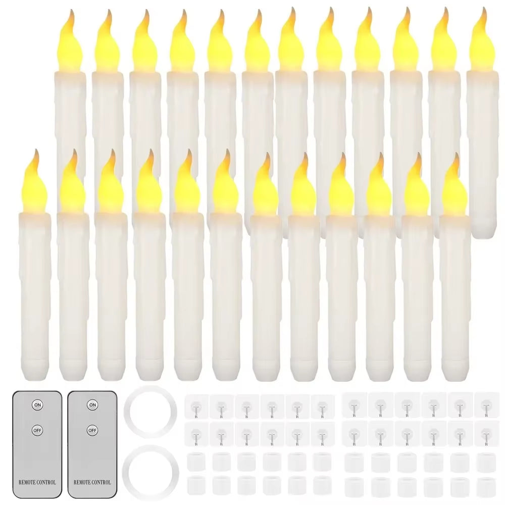 6/24Pcs Electric Flameless Long LED Candle Lights for Wedding Party Church Decoration Height Candlestick Taper Candles Lamp