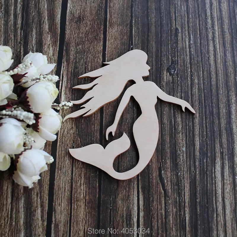 Wooden Mermaid Cut Different Size, Wood Cutout, Plywood Figure, Shape Ornaments Craft Decoration Decoupage Unpainted